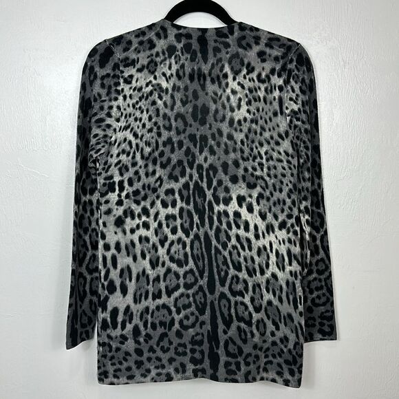 TSE Pure Cashmere Leopard Print Open Front Long Sleeve Cardigan Sweater Size M - Picture 5 of 10